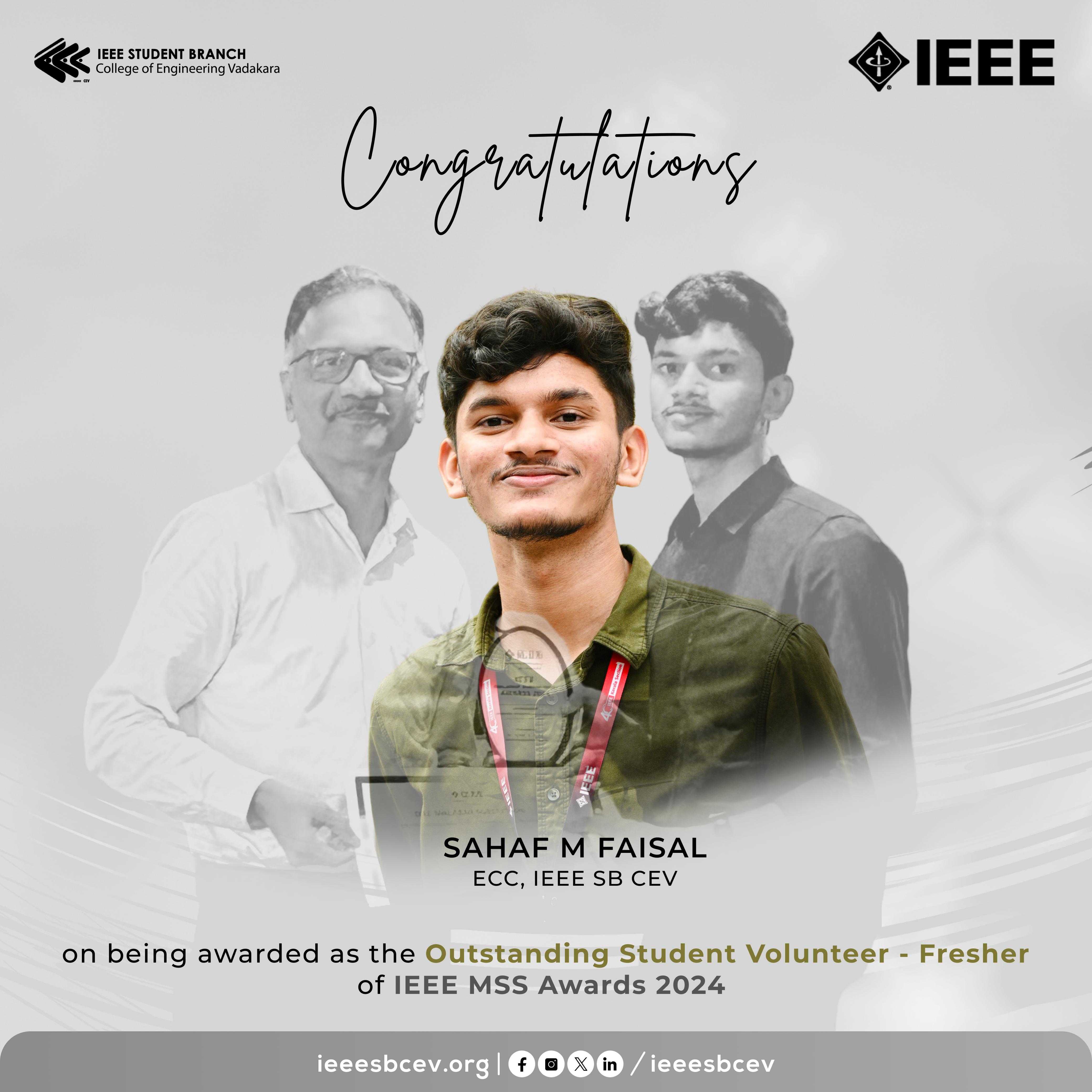 IEEE MSS Awards 2024 - Outstanding Student Volunteer (Fresher)